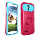 Wholesale Galaxy S4 Gummy Glow Case (Hot Pink - Blue)